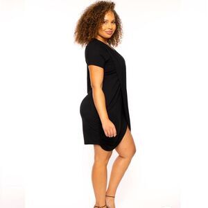 CURVY SENSE PLUS SIZE DOLLEY TULIP
MINI DRESS -BLACK